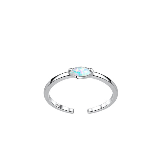 Sterling Silver Opal Toe Ring