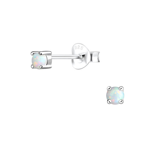 Sterling Silver Ear Stud with Opal Gem