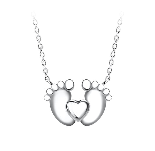 Sterling Silver Footprint Necklace